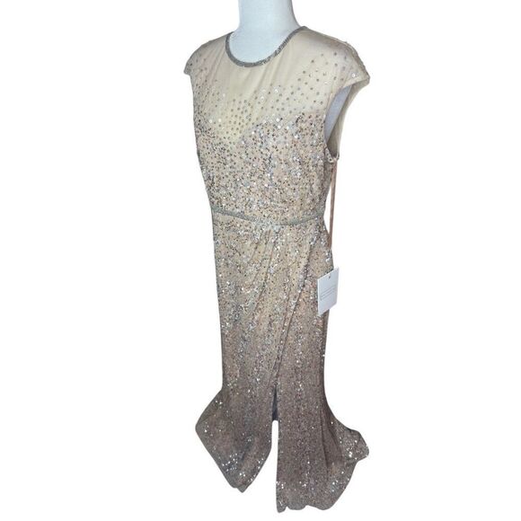 NWT MAC DUGGAL Embellished Illusion High Neck Cap Sleeve Gown 5619 size 10 - Picture 11 of 15